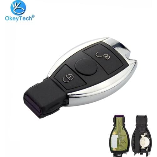 OkeyTech for Benz Remote Control Key 315/433Mhz Smart Key Fob 2 Button for Mercedes Benz Support NEC/BGA with Insert Small Blade
