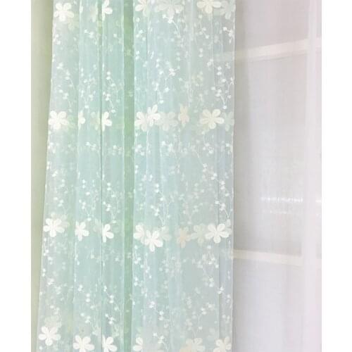 Korean pastoral embroidery net yarn gauze beautiful curtain,rustic finished products balcony light blue,pink,white tulle