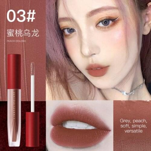 LINNSZ Velvet Matte Lip Glaze Long Lasting Waterproof Lip Gloss Mud Easy To Color Classic Lipstick Woman Makeup Cosmetic TSLM