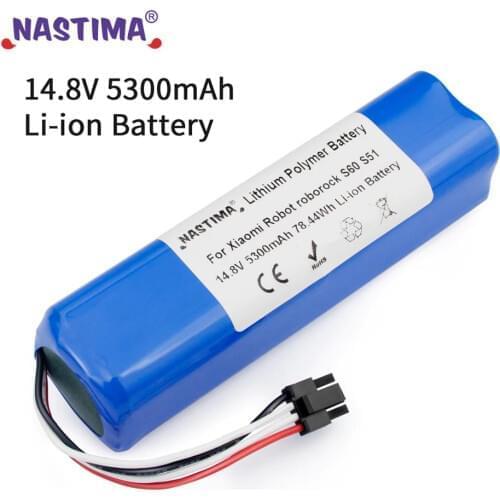 Nastima 5300mAh Lithium ion (Li-ion) Battery for Xiaomi Mijia Robot Vacuum Cleaner 2nd roborock S50 S51 S55 (CE Approved)