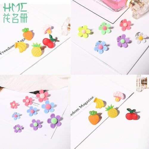 Korean 1-3pcs Cute Small Brooch Cartoon Student Fashion Button Pins Fruit Flower Badge Fixed Clothes Shoes Accessories for Girls