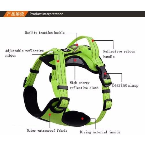 Dog Harness Latest style Reflective chest strap Nylon Traction rope Large dog harness Waterproof fabric chest strap 2021