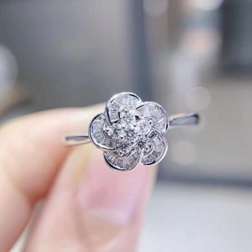 0.25CT Round Shape 18K white gold Diamonds Engagement Ring White Gold Color Quality Guarantee sweet Wedding Ring
