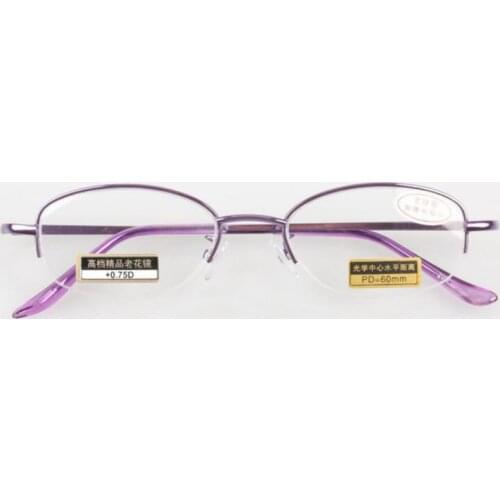 Elegant Women Reading Glasses Aspherical Resin Lenses Fashion Pink Half Frame Metal Female Presbyopic Eyeglasses 50-400 R129