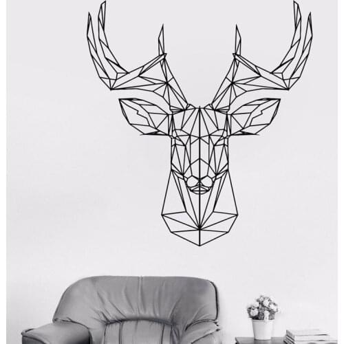 Deer Antlers Hunting Wall Decals Geometric Deer Head Home Decoration Vinyl Art Design Poster Mural Home Decor XL102