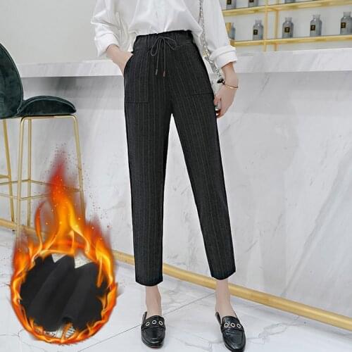 Autumn Winter For Women Pants Plus Size Thick Woolen Cloth Big Sizes korean Casual Pants Push Up Large Warm Harem Trousers