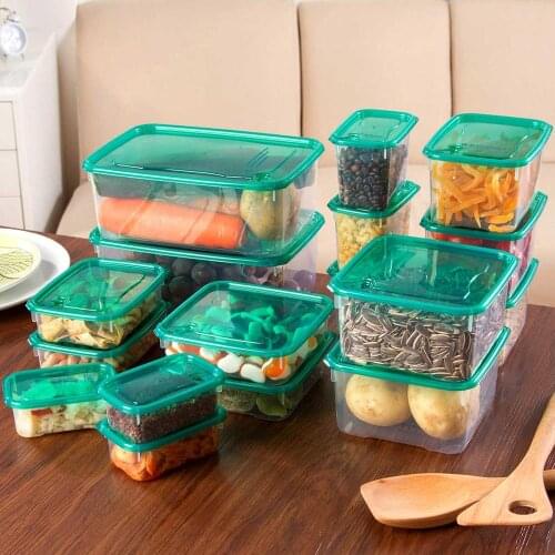 OTHERHOUSE 17Pcs Food Storage Container Refrigerator Organizer Bean Grain Food Storage Box Kitchen Containers Clear Sealed Case