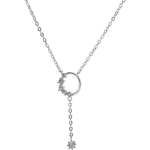 Simplicity Silver Color Clavicle Chain Necklace Korean Style Crystal Choker Necklace for Women Sexy Lady Cocktail Party Jewelry