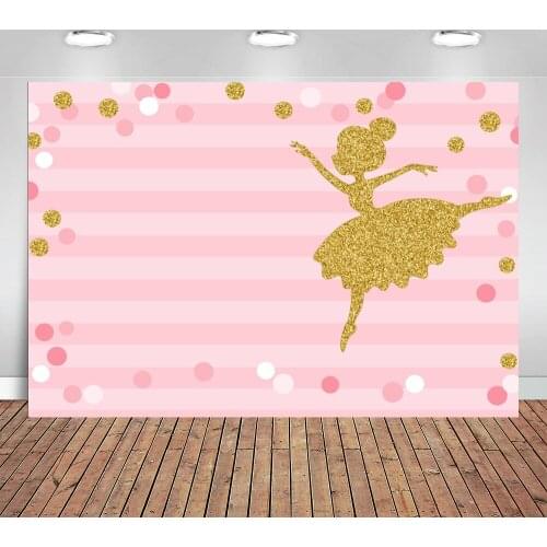 Pink Stripes Carnival Confetti Gold Ballerina Princess Party Custom Photo Studio Backdrop Background Photography Vinyl Canvas