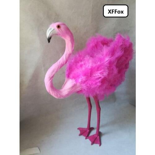 Cute real life Flamingo model foam&feather simulation hot pink Flamingo bird gift about 48cm xf2391