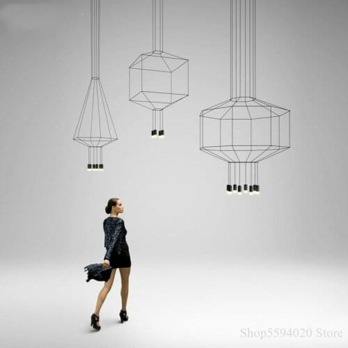 Nordic Post-modern Geometric Long Line Chandelier Lights Simple Creative Living Room Dining Room Hanglamp Luminaire Lamparas Led