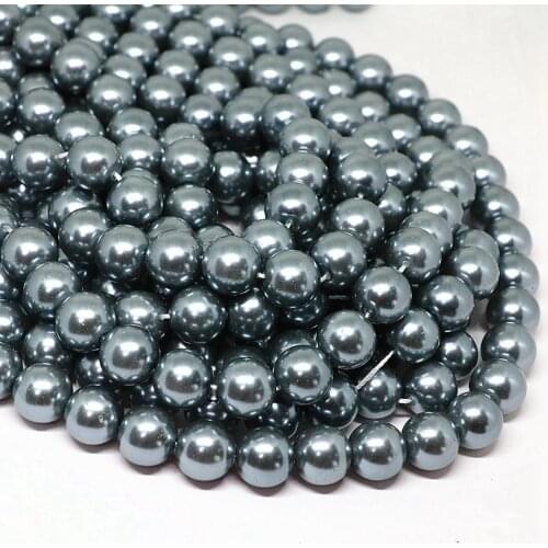 Dark gray 4-14mm pick size round imitation shell pearl beads fashion fit diy necklace bracelet jewelry making 15inch B1618