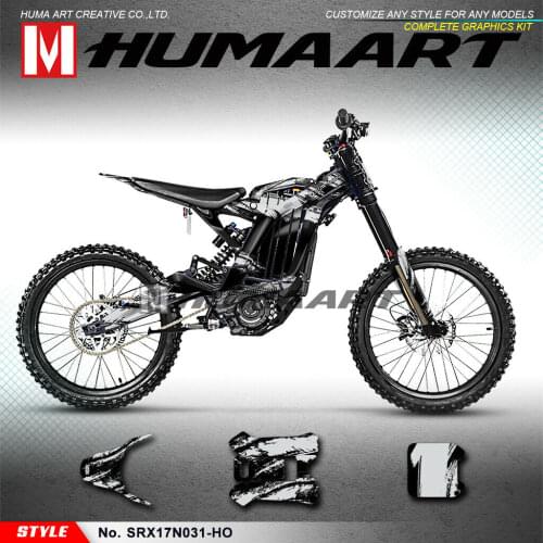 HUMAART Motorcycle Stickers Custom Vinyl Wraps for Sur-Ron Light Bee X/S Electric Bike (Style no. SRX17N031-KO), Gray Black