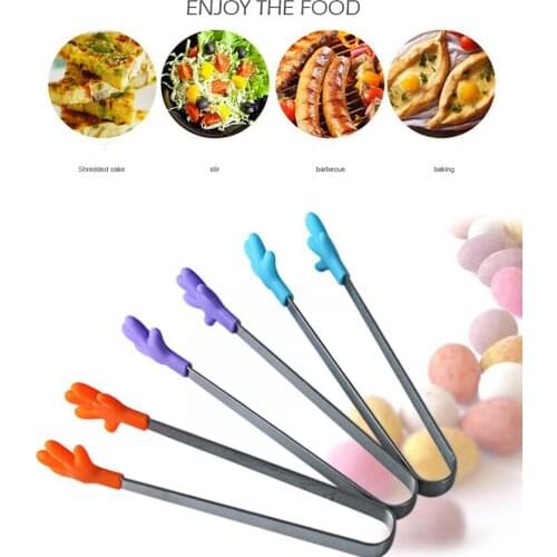1Pcs Stainless Steel Food Clip Mini Silicone Small Hand Folder Kitchenware Kitchen Ice Tong Food BBQ Salad Hand Clip
