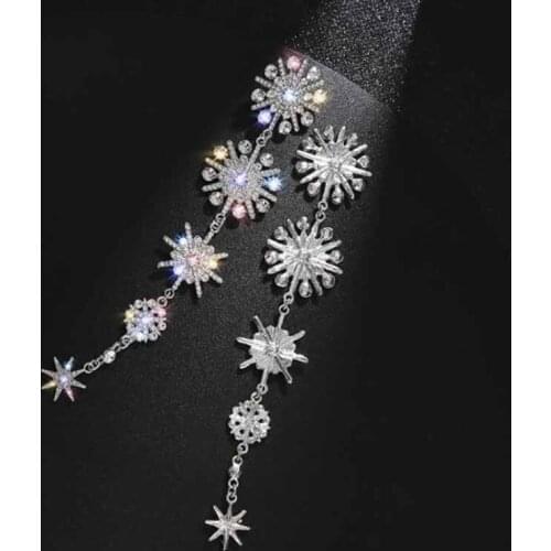 Zerong Ejewlery longer Drop Earrings Bride Teardrop Shape Crystal Earrings for Women Rhinestone Dangle Wedding Earring Jewelry