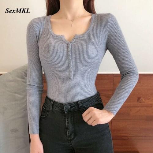 Women Sexy Knitted Sweaters 2020 Fashion Long Sleeve Winter Basic Pullovers Korean Clothes Tops Casual White Black Pink Sweater