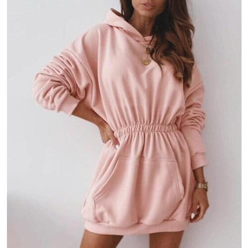 Women Sweatshirts Casual Autumn Winter Solid Color Pullover Dress Long Sleeve Hoodie Sweatshirt Plus Size Hoodies 4 Colors