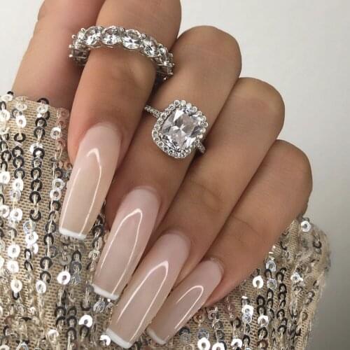 Eternal 925 Sterling Silver Rings For Women Bridal Wedding Trendy Engagement White Topaz Gemstone Rings Set Jewelry Anillos