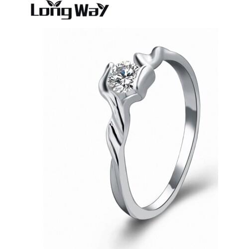LongWay High Quality Silver Color Finger Ring Cubic Zircon Engagement Rings Luxury Women Rings 2019 Wedding Jewelry SRI140002