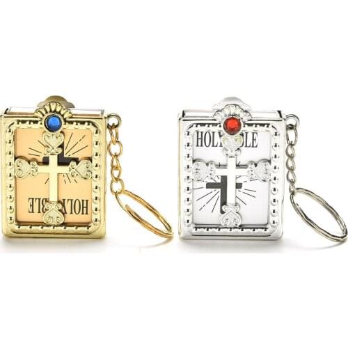 1 PC New Special Mini Holy Bible Keychain English Religious Miniature Paper Spiritual Christian Jesus Cover Keychain for car