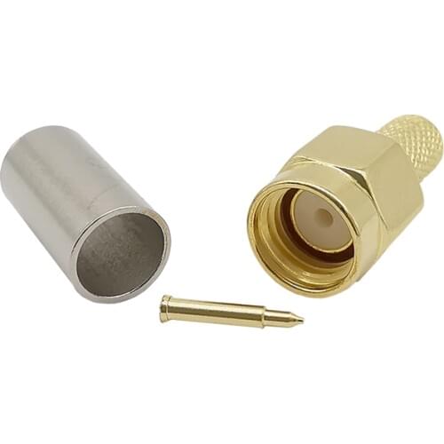 ALLiSHOP 10pcs SMA male brooches plug gold plated brass 50 ohms standard RF coaxial SMA for RG-58 LMR-195 RG142 RG400 connector