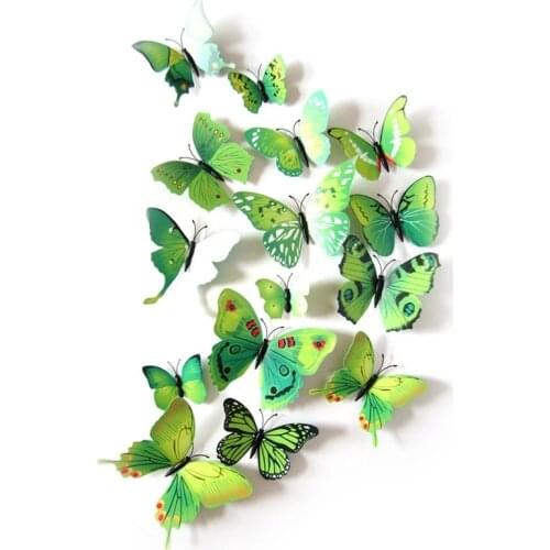 12pcs/Set 3D Colorful Butterfly Butterfly Art Stickers for Kitchen Refrigerator Magnet Button Butterfly Decoration Accessories
