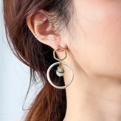 2021 Geometry Big Circle Drop Earrings Metal Fashion Statement Earring for Women Trend Jewelry