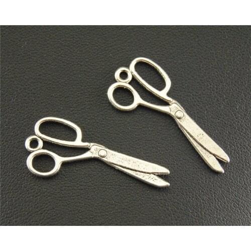 30pcs Silver Color small scissors Charm Pendant DIY Necklace Bracelet Findings 10X29mm A1341