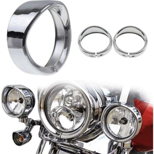 7" Inch Motorcycle LED Headlight Trim Ring Bezel Visor 4.5" Fog Lamp Trim Ring Bezel Cover For Harley Touring Street Glide