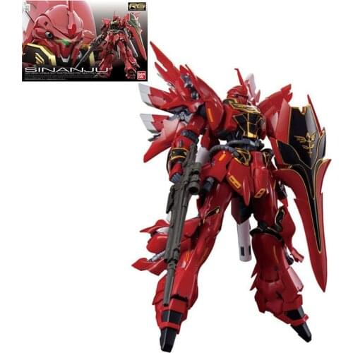 BANDAI Gundam RG 1/144 Sinanju Model Kids Assembled Toy Robot Japanese Anime Action Figure Collections Puzzle Gifts For Children
