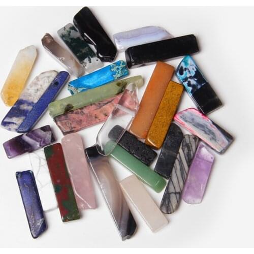 32Types Natural Stone Point Beads Charms Top Drilled Crystal Quartz Agates Stick Beads Stick Pendant for Jewelry Making DIY 5PCS