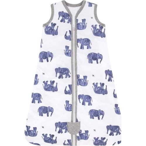 Baby Cartoon Elephant Zipper Newborn Wearable Blanket Cotton Sleeping Bag Summer Baby Girls Printing Lovely Sleeping Bags