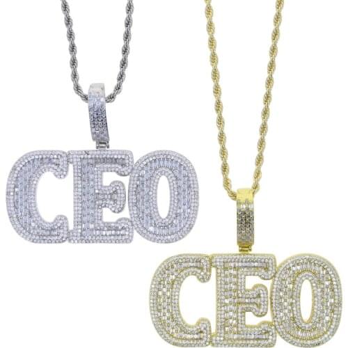 Men Hip hop iced out Crown of CEO Pendant Necklaces Stainless steel never fade male Hiphop Necklace fashion jewelry gifts