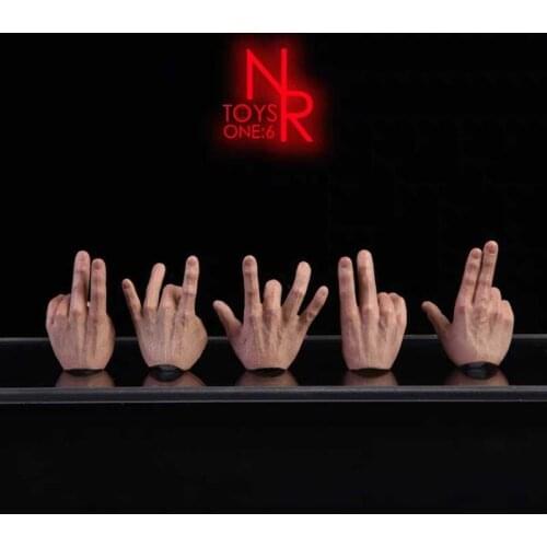 NRTOYS NR14 1/6 Male Finger Hands Gesture Model Toy Fit 12'' Action Figure