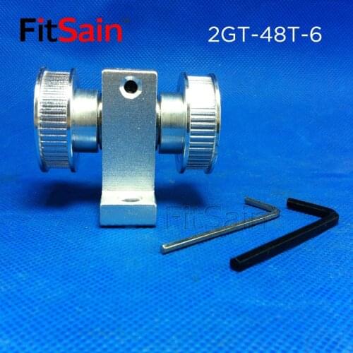 FitSain-2GT 48T Width 6mm synchronous wheel pulley drive bearing housing idler auxiliary wheel Double bearing