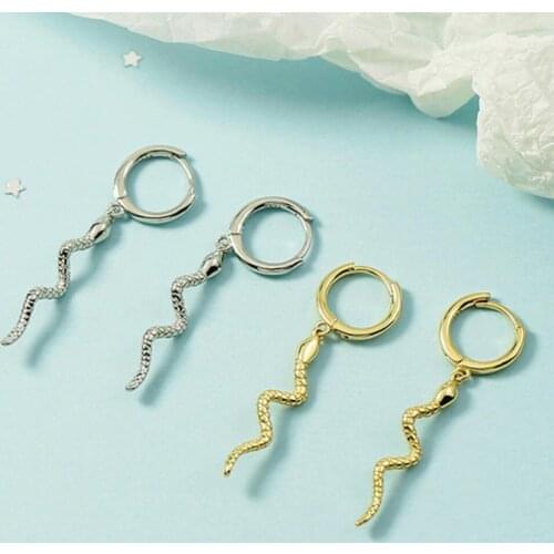KOFSAC Trendy Long Snake S Earrings For Women Party Jewelry Occident Chic 925 Sterling Silver Lady Accessories Birthday Present