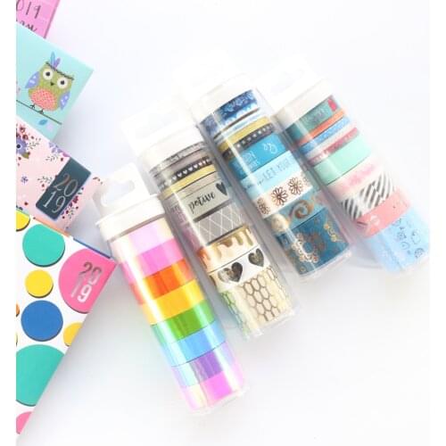 Domikee cute student decorative masking tape for diary planner notebooks,candy decoration washi tape for kids DIY craft,10pcs