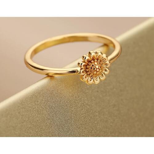 Cute Little Daisy Rings For Women Girls Gold Silver Color Sunny Sunflower Rings Flower Jewelry Best Friendship Gifts For Sister