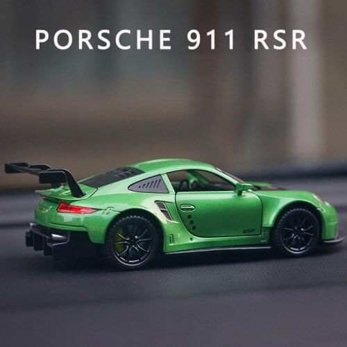 New 1:32 Porsche 911 Rsr Sports Car Simulation Alloy Car Model Childrens Toy Pull Back Car Boy Car Decoration Collection Gift