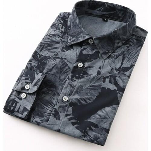 Mens autumn floral shirt Long sleeve plus size 5XL 6XL 7XL Business casual youth long-sleeved shirt
