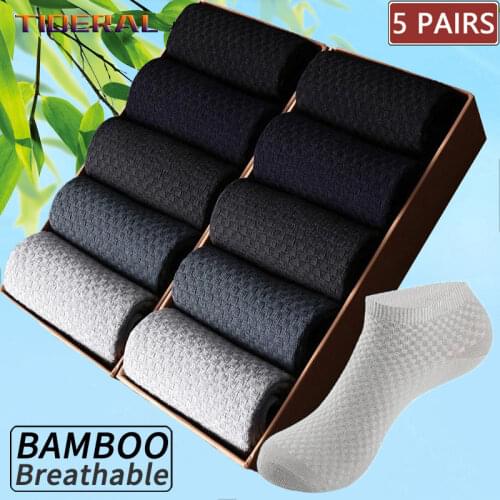 5PairsSet Mens Short Socks Bamboo Fiber Ankle Socks Man High Quality Summer Winter Business Breathable Black Male Dress Sock