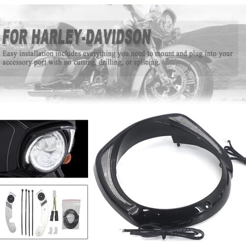 NEW Motorcycle LED Headlight Bezel For Harley Touring Tri Road King Street Electra Glide Low FLHTCU Ultra Limited Low