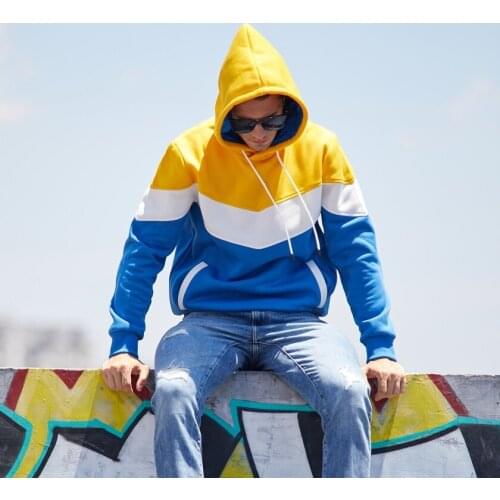 Patchwork solid men 2020 Winter Basic Hoodies Loose casual Sweatshirts Mens Style Casual Male Top Blouse hoodie