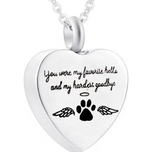 Cremation Jewelry Heart Pendant Cat Claw Angel Wings Stainless Steel Urn Necklace Commemorating the Passing Family/Pet