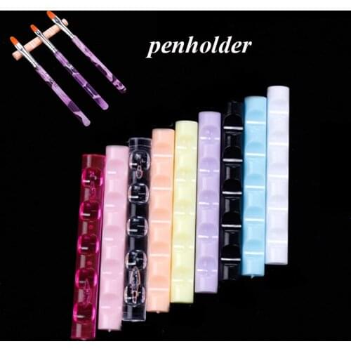 5 Grids Acrylic Clear Nail Brush Rack Shelf Painting Pen Rest Holder Stand Colorful UV Gel Brush Display Holder Nail Accessories