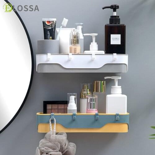 ELOSSA Bathroom Shelf Wall-Mounted Storage Rack Punch-Free Kitchen Storage Shampoo Holder Bath Organizer Bathroom Accessories