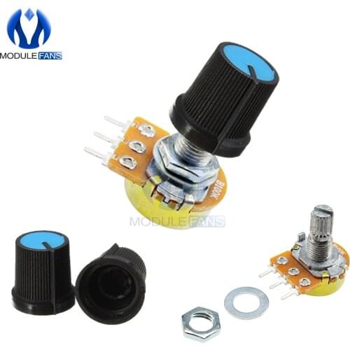 5PCS 3P 3PIN WH148 Rotary Potentiometer 1K 5K 10K 20K 50K 100K 500K Ohm Linear Taper 3 Pin Potentiometer For Arduino With Cap