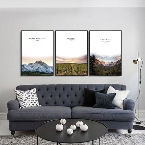 Nature Scenery Nordic Canvas Painting Wall Art Mountain Forest Road Landscape Print and Poster for Bedroom Home Backdrop Decor