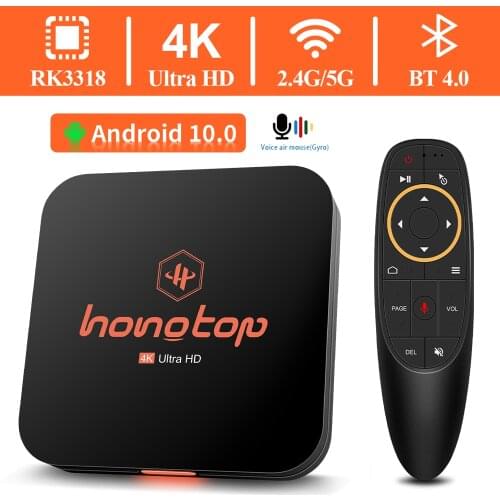 HONGTOP smart tv box android 2.4&5G wifi youtube 4k media player android 10 tv box google assistant tv box android 10 4GB 64GB