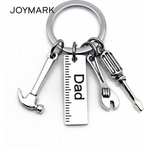 DIY Stainless Steel Keychain Dad Hammer Screwdriver Wrench Ruler Dads Tools Personalized Keyring Fathers Day Gift GKC003